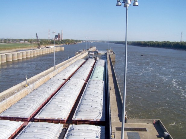 Watching a Barge Go Through the Locks at Alton
